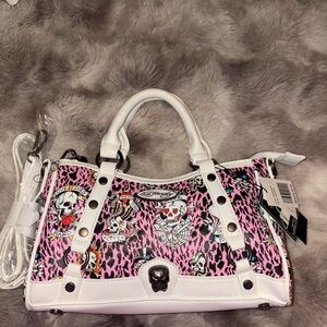 Ed Hardy Pink and White Satchel